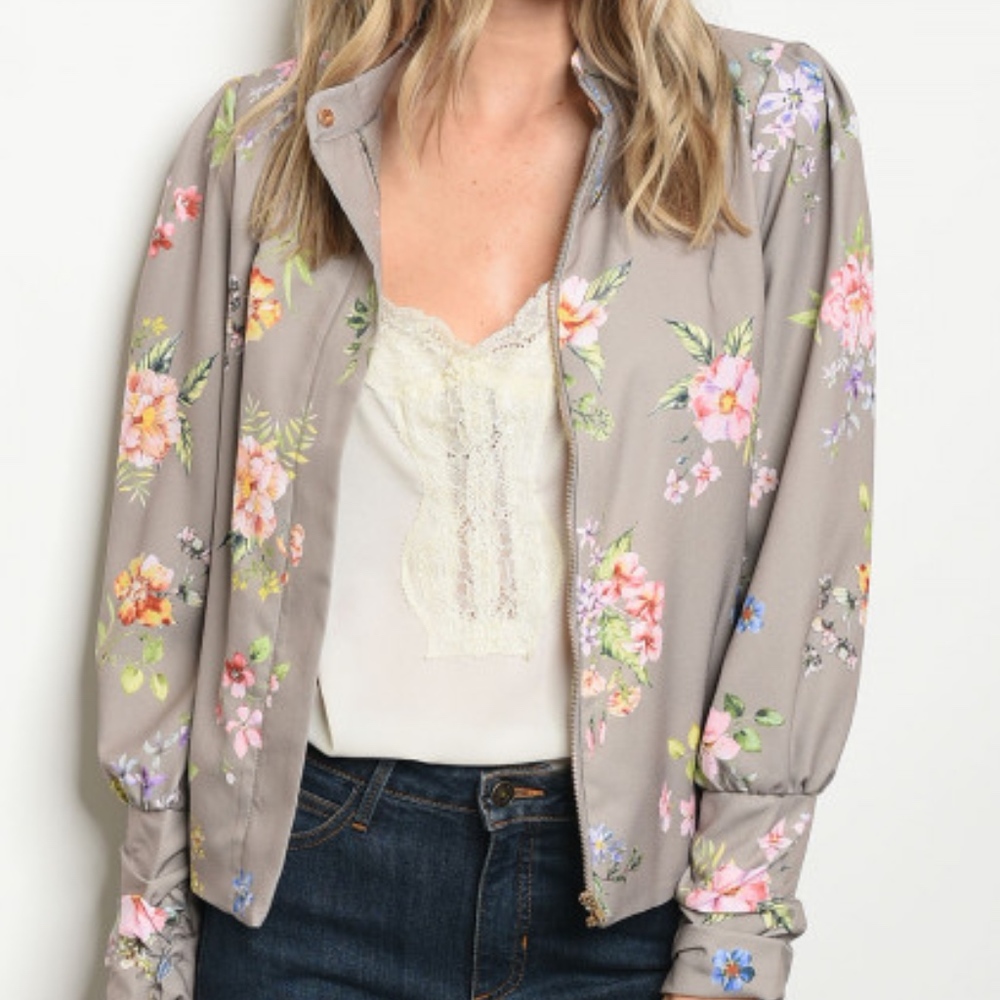 NEW! MOCHA FLORAL JACKET - Picture 1 of 7